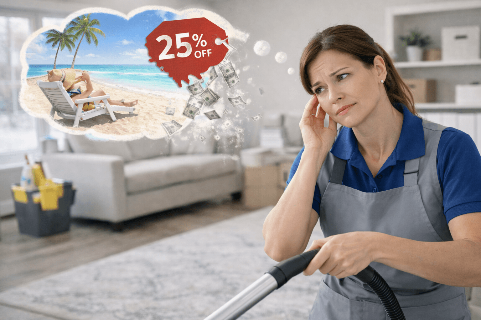 Calculator showing how discounts reduce profit and delay vacation savings