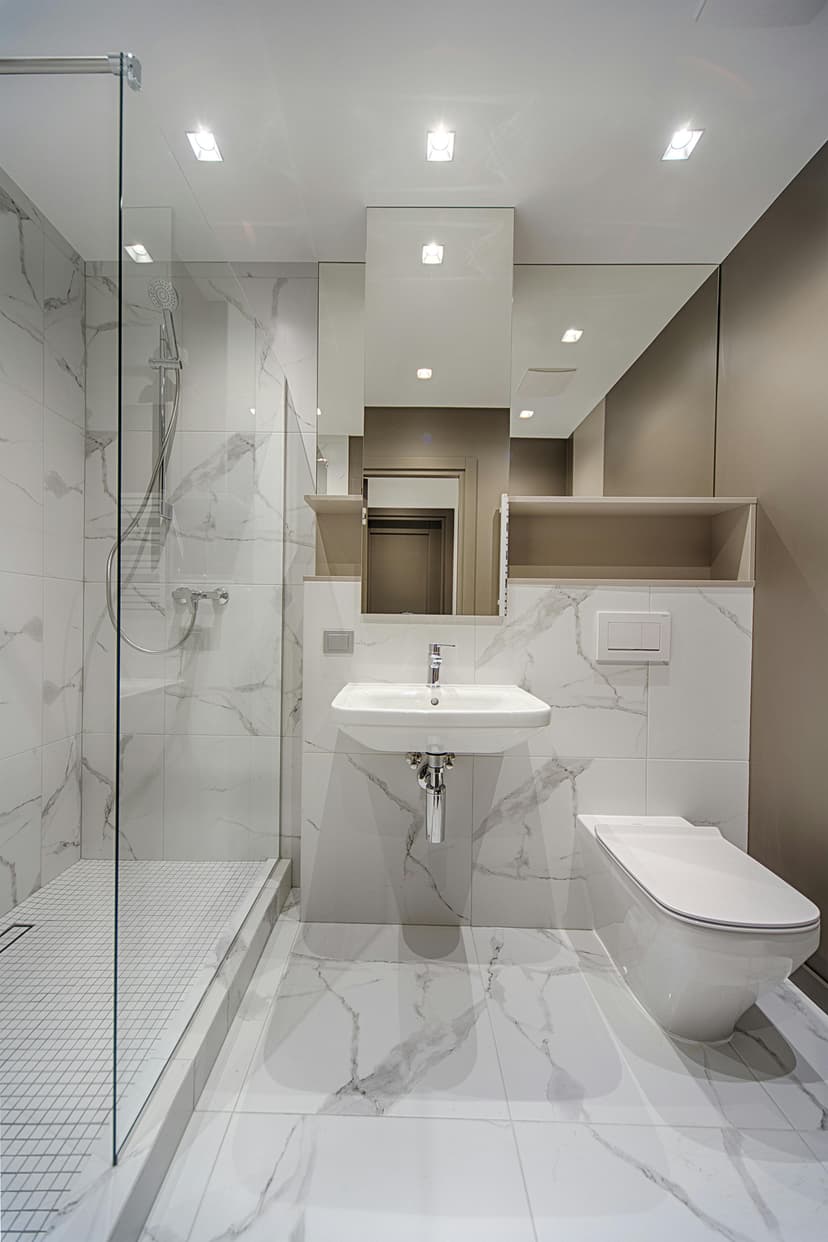 Contemporary bathroom with soaker tub and glass shower that requires detailed cleaning